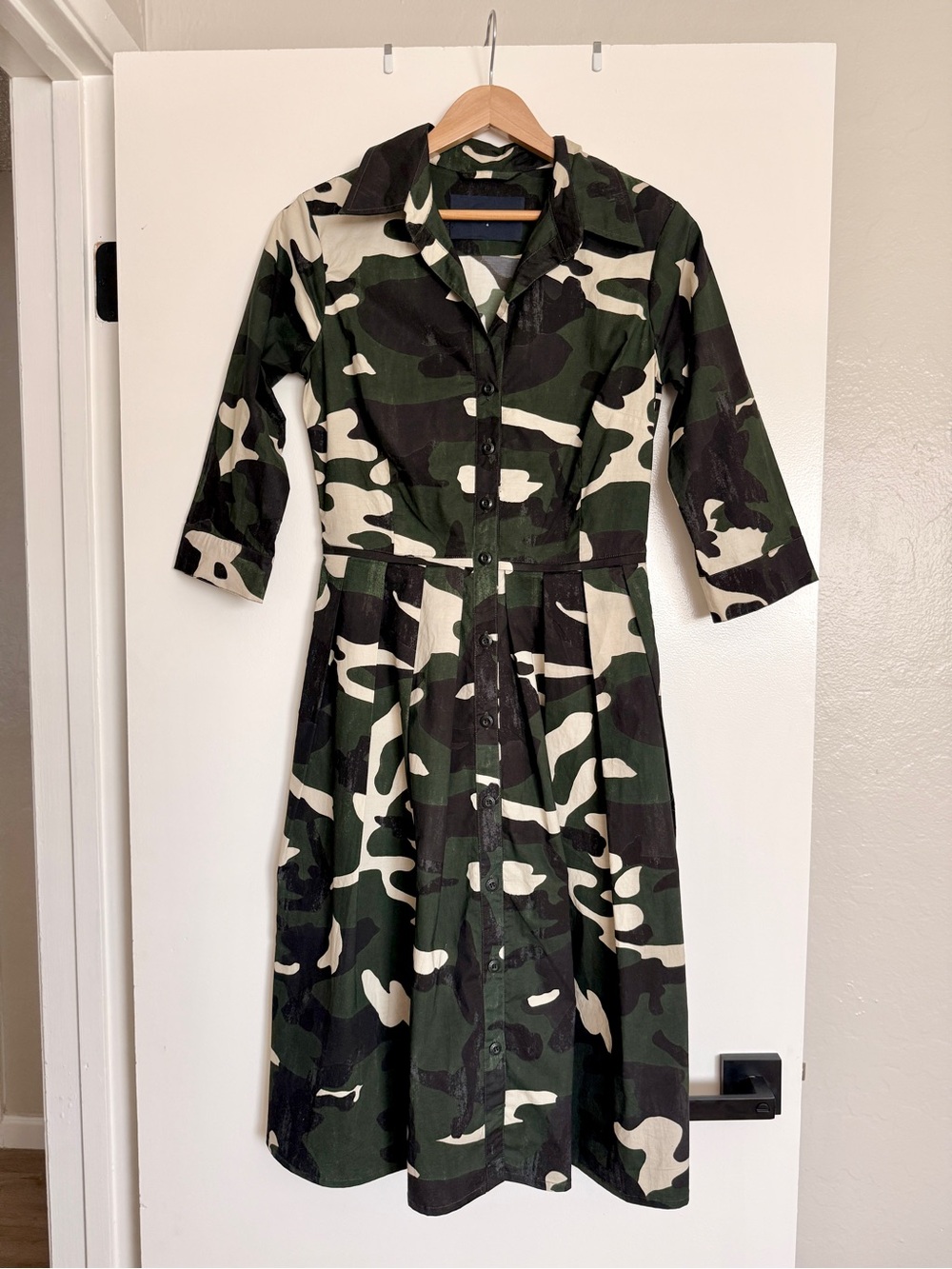 Samantha Sung Audrey Camouflage A-Line Shirt Dress